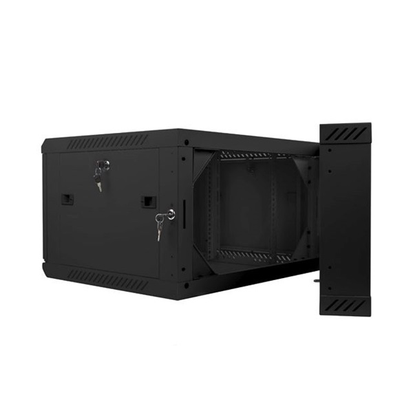 Lanberg WF02-6606-10B 19" 6U SZÉL:600mm MÉLY:600mm MAG:374mm lapraszerelt üvegajtós fekete kétrészes fali rack szekrény
