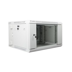 Lanberg WF02-6606-10S 19" 6U SZÉL:600mm MÉLY:600mm MAG:374mm lapraszerelt üvegajtós szürke kétrészes fali rack szekrény