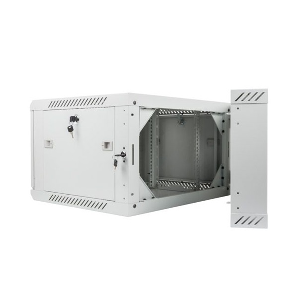 Lanberg WF02-6606-10S 19" 6U SZÉL:600mm MÉLY:600mm MAG:374mm lapraszerelt üvegajtós szürke kétrészes fali rack szekrény