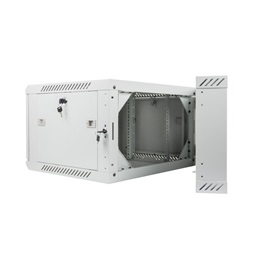 Lanberg WF02-6606-10S 19" 6U SZÉL:600mm MÉLY:600mm MAG:374mm lapraszerelt üvegajtós szürke kétrészes fali rack szekrény