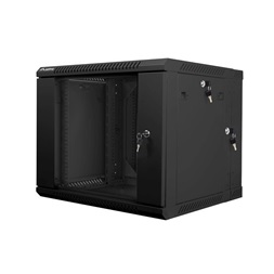 Lanberg WF02-6609-10B 19" 9U SZÉL:600mm MÉLY:600mm MAG:507mm lapraszerelt üvegajtós fekete kétrészes fali rack szekrény