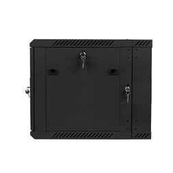 Lanberg WF02-6609-10B 19" 9U SZÉL:600mm MÉLY:600mm MAG:507mm lapraszerelt üvegajtós fekete kétrészes fali rack szekrény