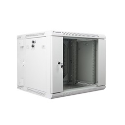 Lanberg WF02-6609-10S 19" 9U SZÉL:600mm MÉLY:600mm MAG:507mm lapraszerelt üvegajtós szürke kétrészes fali rack szekrény