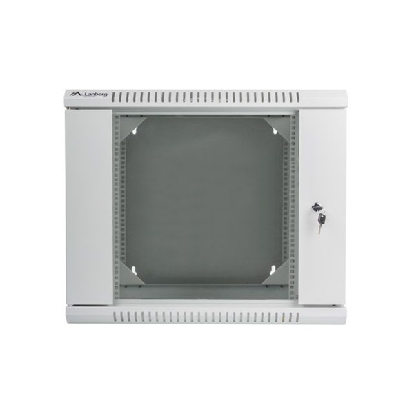 Lanberg WF02-6609-10S 19" 9U SZÉL:600mm MÉLY:600mm MAG:507mm lapraszerelt üvegajtós szürke kétrészes fali rack szekrény