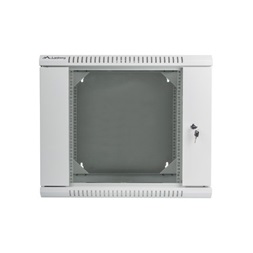 Lanberg WF02-6609-10S 19" 9U SZÉL:600mm MÉLY:600mm MAG:507mm lapraszerelt üvegajtós szürke kétrészes fali rack szekrény