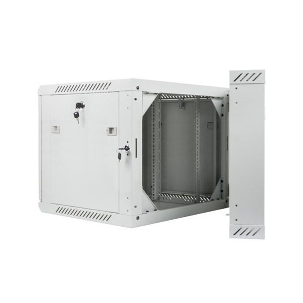 Lanberg WF02-6609-10S 19" 9U SZÉL:600mm MÉLY:600mm MAG:507mm lapraszerelt üvegajtós szürke kétrészes fali rack szekrény