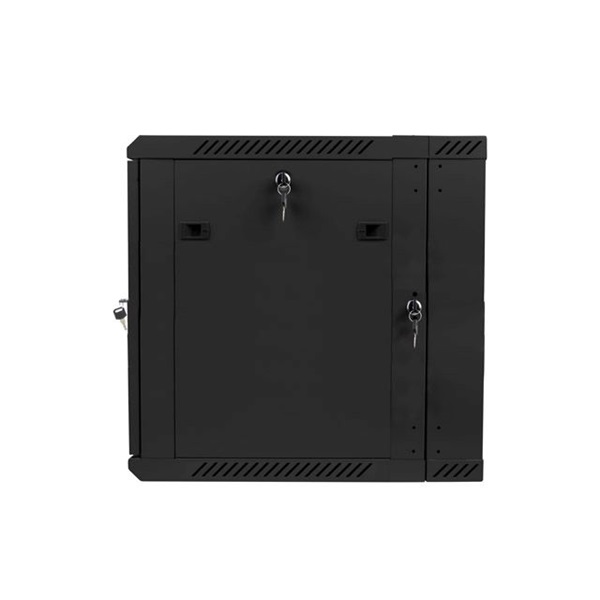 Lanberg WF02-6612-10B 19" 12U SZÉL:600mm MÉLY:600mm MAG:640mm lapraszerelt üvegajtós fekete kétrészes fali rack szekrény