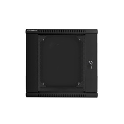 Lanberg WF02-6612-10B 19" 12U SZÉL:600mm MÉLY:600mm MAG:640mm lapraszerelt üvegajtós fekete kétrészes fali rack szekrény