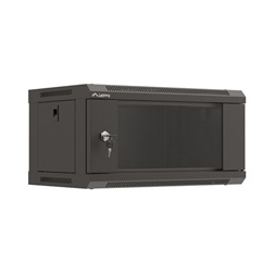 Lanberg WF03-5304-10B 19" 4U SZÉL:540mm MÉLY:350mm MAG:281mm lapraszerelt üvegajtós fekete fali rack szekrény
