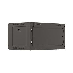 Lanberg WF03-5304-10B 19" 4U SZÉL:540mm MÉLY:350mm MAG:281mm lapraszerelt üvegajtós fekete fali rack szekrény