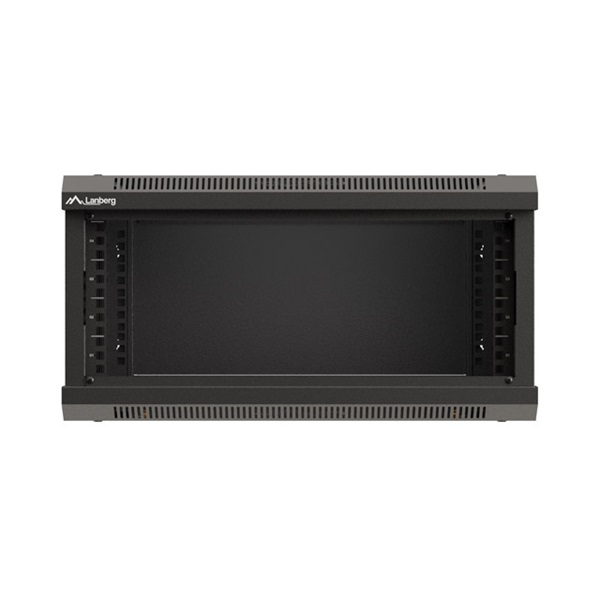 Lanberg WF03-5304-10B 19" 4U SZÉL:540mm MÉLY:350mm MAG:281mm lapraszerelt üvegajtós fekete fali rack szekrény