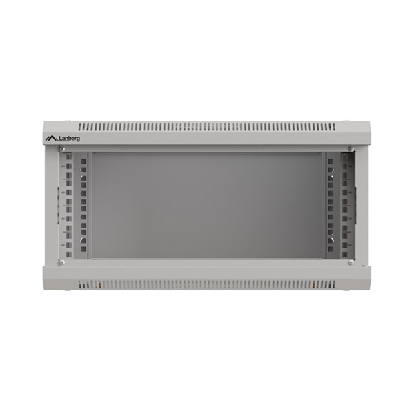 Lanberg WF03-5304-10S 19" 4U SZÉL:540mm MÉLY:350mm MAG:281mm lapraszerelt üvegajtós szürke fali rack szekrény