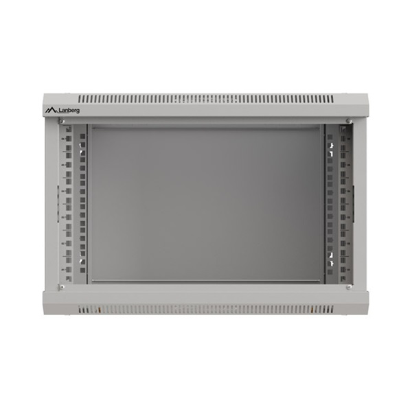 Lanberg WF03-5306-10S 19" 6U SZÉL:540mm MÉLY:350mm MAG:370mm lapraszerelt üvegajtós szürke fali rack szekrény