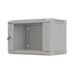 Lanberg WF03-5306-10S 19" 6U SZÉL:540mm MÉLY:350mm MAG:370mm lapraszerelt üvegajtós szürke fali rack szekrény
