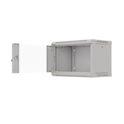 Lanberg WF03-5306-10S 19" 6U SZÉL:540mm MÉLY:350mm MAG:370mm lapraszerelt üvegajtós szürke fali rack szekrény
