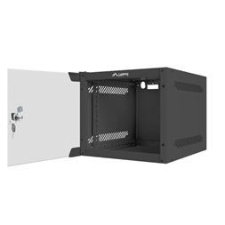 Lanberg WF10-2304-10B 10" 4U SZÉL:280mm MÉLY:310mm MAG:247mm lapraszerelt üvegajtós fekete fali rack szekrény