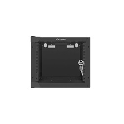 Lanberg WF10-2304-10B 10" 4U SZÉL:280mm MÉLY:310mm MAG:247mm lapraszerelt üvegajtós fekete fali rack szekrény