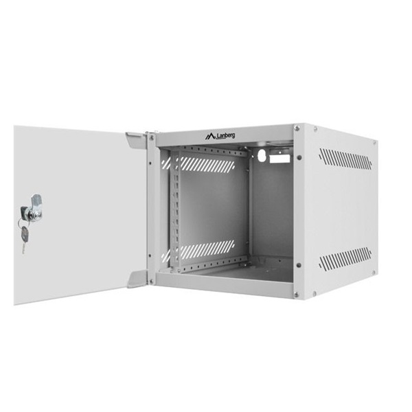 Lanberg WF10-2304-10S 10" 4U SZÉL:280mm MÉLY:310mm MAG:247mm lapraszerelt üvegajtós szürke fali rack szekrény