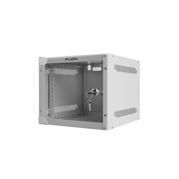 Lanberg WF10-2304-10S 10" 4U SZÉL:280mm MÉLY:310mm MAG:247mm lapraszerelt üvegajtós szürke fali rack szekrény