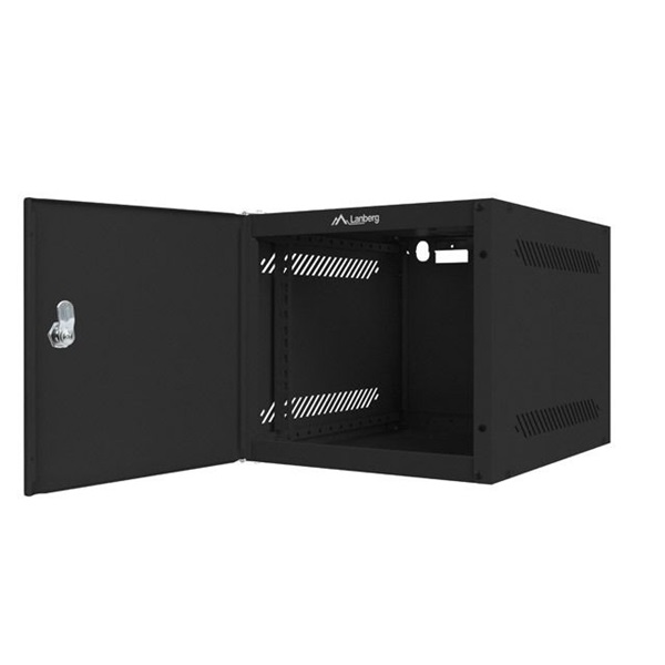 Lanberg WF10-2306-00B 10" 6U SZÉL:280mm MÉLY:310mm MAG:336mm lapraszerelt fémajtós fekete fali rack szekrény