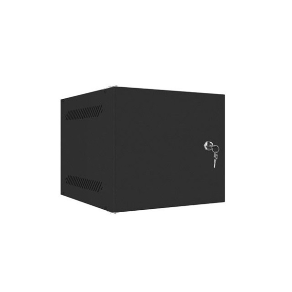 Lanberg WF10-2306-00B 10" 6U SZÉL:280mm MÉLY:310mm MAG:336mm lapraszerelt fémajtós fekete fali rack szekrény