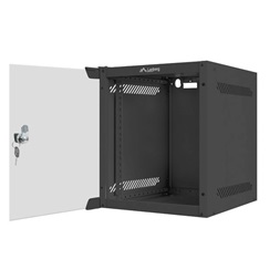 Lanberg WF10-2306-10B 10" 6U SZÉL:280mm MÉLY:310mm MAG:336mm lapraszerelt üvegajtós fekete fali rack szekrény