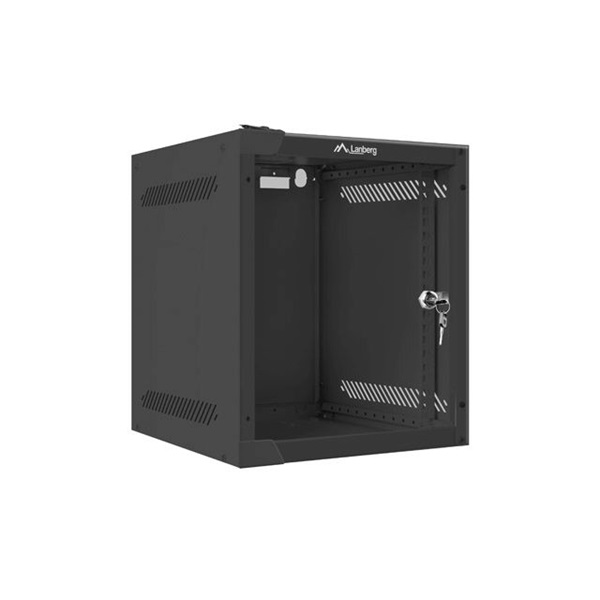Lanberg WF10-2306-10B 10" 6U SZÉL:280mm MÉLY:310mm MAG:336mm lapraszerelt üvegajtós fekete fali rack szekrény