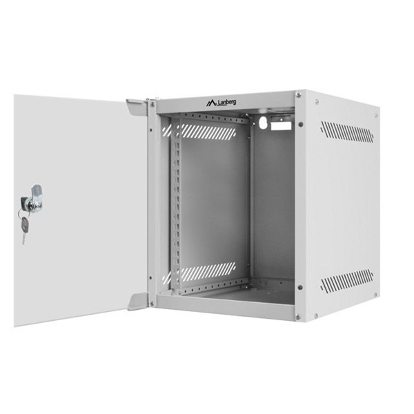 Lanberg WF10-2306-10S 10" 6U SZÉL:280mm MÉLY:310mm MAG:336mm lapraszerelt üvegajtós szürke fali rack szekrény