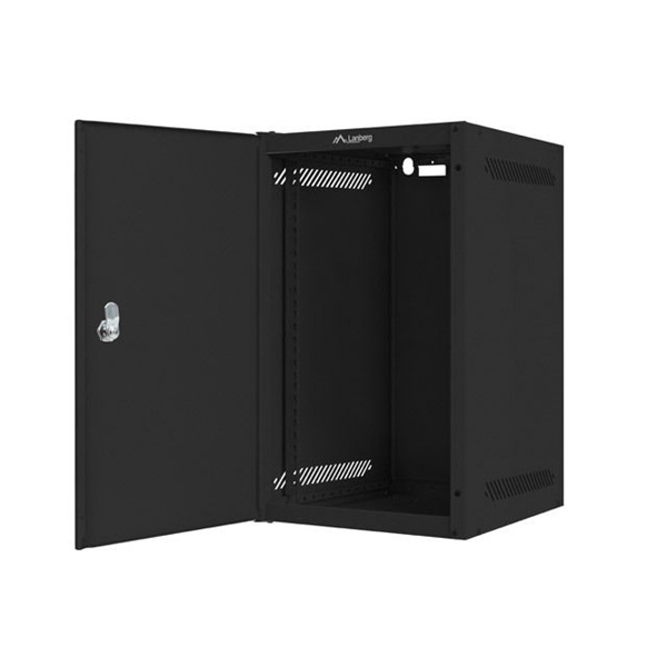 Lanberg WF10-2309-00B 10" 9U SZÉL:280mm MÉLY:310mm MAG:469mm lapraszerelt fémajtós fekete fali rack szekrény