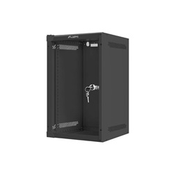 Lanberg WF10-2309-10B 10" 9U SZÉL:280mm MÉLY:310mm MAG:469mm lapraszerelt üvegajtós fekete fali rack szekrény