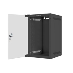 Lanberg WF10-2309-10B 10" 9U SZÉL:280mm MÉLY:310mm MAG:469mm lapraszerelt üvegajtós fekete fali rack szekrény