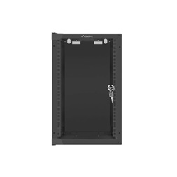 Lanberg WF10-2309-10B 10" 9U SZÉL:280mm MÉLY:310mm MAG:469mm lapraszerelt üvegajtós fekete fali rack szekrény