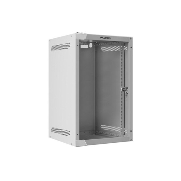 Lanberg WF10-2309-10S 10" 9U SZÉL:280mm MÉLY:310mm MAG:469mm lapraszerelt üvegajtós szürke fali rack szekrény