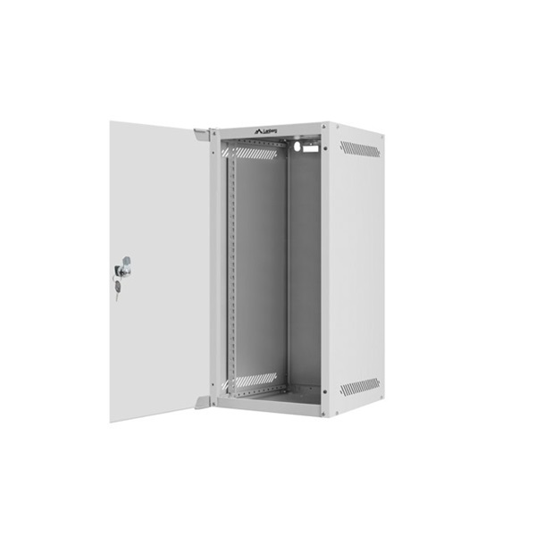 Lanberg WF10-2312-10S 10" 12U SZÉL:280mm MÉLY:310mm MAG:603mm lapraszerelt üvegajtós szürke fali rack szekrény