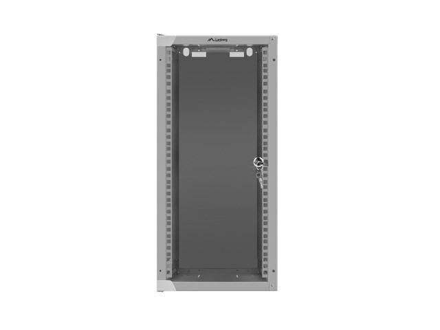 Lanberg WF10-2312-10S 10" 12U SZÉL:280mm MÉLY:310mm MAG:603mm lapraszerelt üvegajtós szürke fali rack szekrény