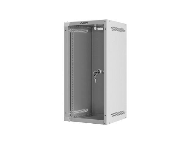 Lanberg WF10-2312-10S 10" 12U SZÉL:280mm MÉLY:310mm MAG:603mm lapraszerelt üvegajtós szürke fali rack szekrény
