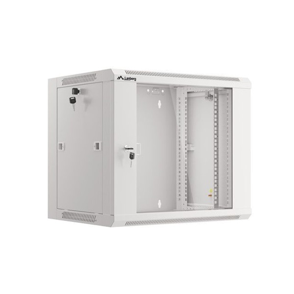 Lanberg WFFA-5409-10S 19" 9U SZÉL:570mm MÉLY:450mm MAG:500mm lapraszerelt üvegajtós szürke fali rack szekrény