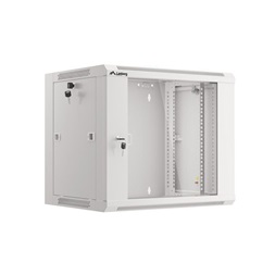 Lanberg WFFA-5409-10S 19" 9U SZÉL:570mm MÉLY:450mm MAG:500mm lapraszerelt üvegajtós szürke fali rack szekrény