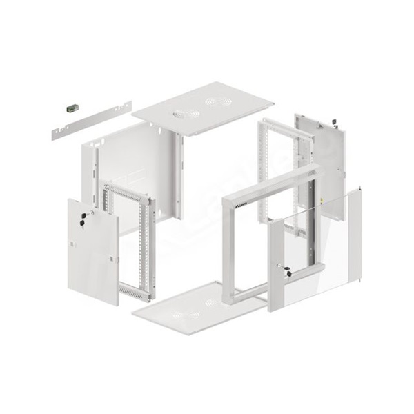 Lanberg WFFA-5409-10S 19" 9U SZÉL:570mm MÉLY:450mm MAG:500mm lapraszerelt üvegajtós szürke fali rack szekrény