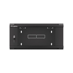 Lanberg WFFA-5604-10B 19" 4U SZÉL:570mm MÉLY:600mm MAG:277mm lapraszerelt üvegajtós fekete fali rack szekrény