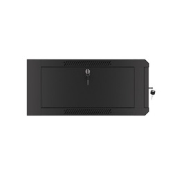 Lanberg WFFA-5604-10B 19" 4U SZÉL:570mm MÉLY:600mm MAG:277mm lapraszerelt üvegajtós fekete fali rack szekrény
