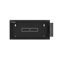 Lanberg WFFA-5604-10B 19" 4U SZÉL:570mm MÉLY:600mm MAG:277mm lapraszerelt üvegajtós fekete fali rack szekrény