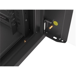 Lanberg WFFA-5604-10B 19" 4U SZÉL:570mm MÉLY:600mm MAG:277mm lapraszerelt üvegajtós fekete fali rack szekrény