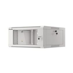 Lanberg WFFA-5604-10S 19" 4U SZÉL:570mm MÉLY:600mm MAG:277mm lapraszerelt üvegajtós szürke fali rack szekrény