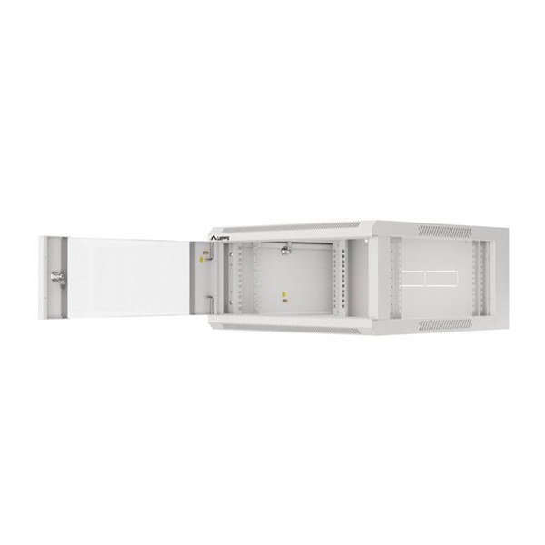 Lanberg WFFA-5604-10S 19" 4U SZÉL:570mm MÉLY:600mm MAG:277mm lapraszerelt üvegajtós szürke fali rack szekrény