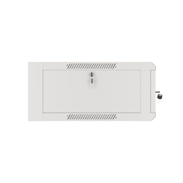Lanberg WFFA-5604-10S 19" 4U SZÉL:570mm MÉLY:600mm MAG:277mm lapraszerelt üvegajtós szürke fali rack szekrény