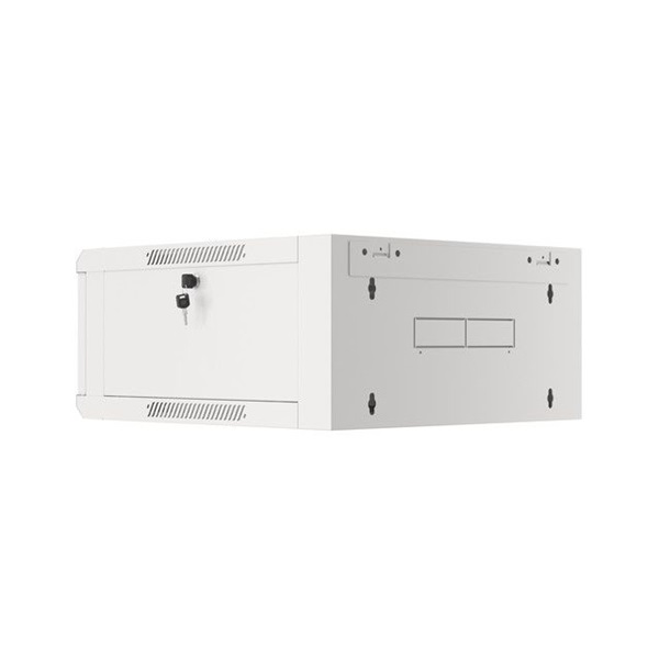 Lanberg WFFA-5604-10S 19" 4U SZÉL:570mm MÉLY:600mm MAG:277mm lapraszerelt üvegajtós szürke fali rack szekrény
