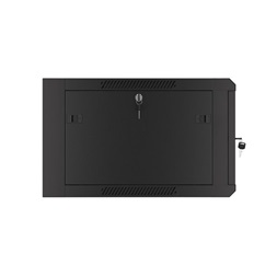 Lanberg WFFA-5606-10B 19" 6U SZÉL:570mm MÉLY:600mm MAG:370mm lapraszerelt üvegajtós fekete fali rack szekrény