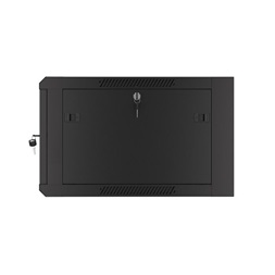 Lanberg WFFA-5606-10B 19" 6U SZÉL:570mm MÉLY:600mm MAG:370mm lapraszerelt üvegajtós fekete fali rack szekrény
