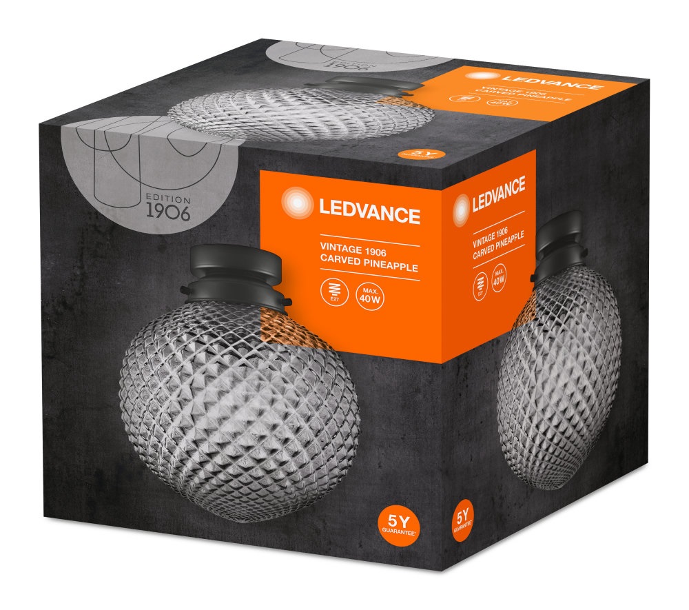 Ledvance Vintage 1906 Carved Pineapple max. 60W/1xE27 füstüveg mennyezeti lámpa